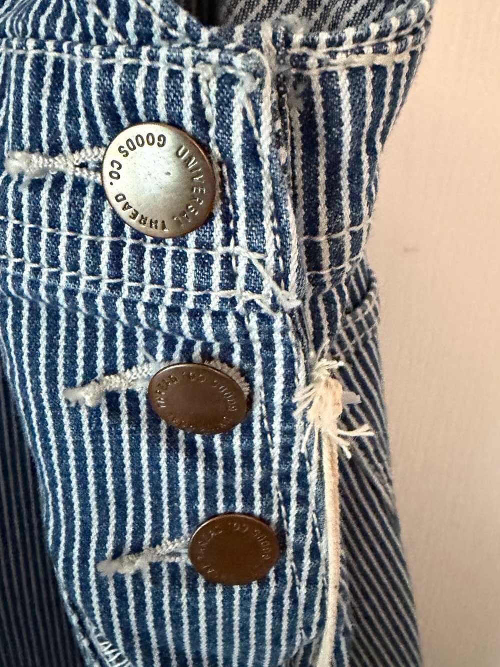 Universal Thread Blue & White Striped Denim Short Overalls - Picture 14 of 15